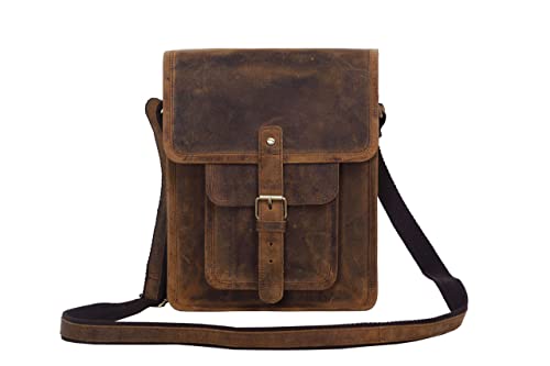 Brown 11 inches Leather Crossbody Bag P27837