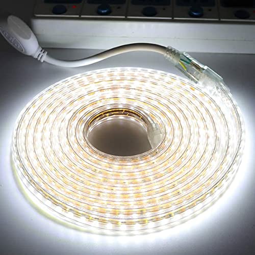 LED Strip Lights High Voltage AC110V-130V 30ft 9000LM 5050 Waterproof IP68 Daylight White 6500K R6578