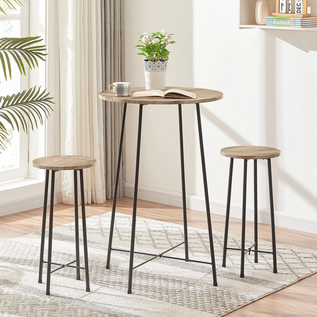3-Piece Round Bar Table Set with 2 Stools M4842