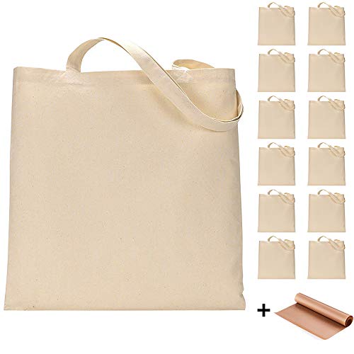 12 Pack Blank Canvas Tote Bags with PTFE Teflon Sheet S319501