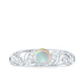 3/4 CT Ethiopian Opal and Diamond Solitaire Engagement Ring, 925 Sterling Silver, US 4.00 X9069