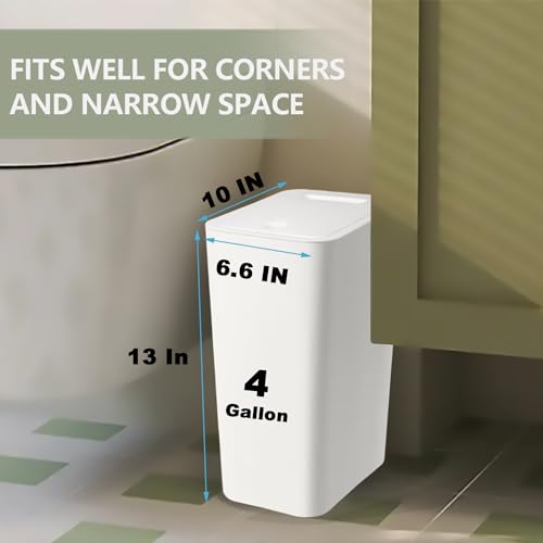 2 Pack 15L 4 Gallon Plastic Trash Can with Press Top Lid Q619871