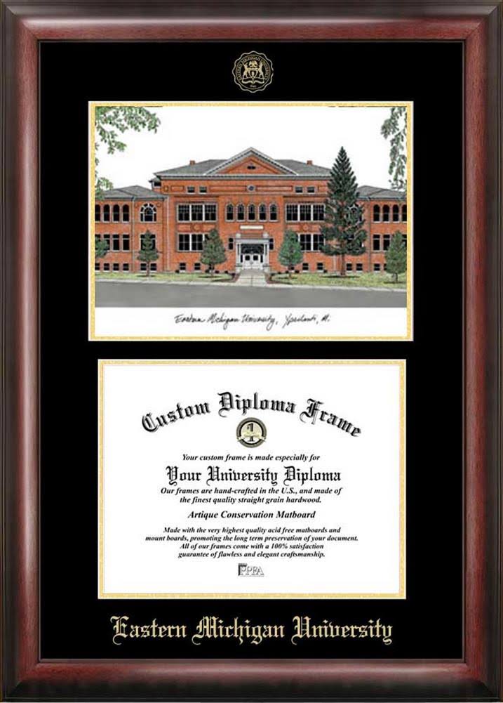 Gold Embossed Diploma Frame with Campus Images Lithograph J9775