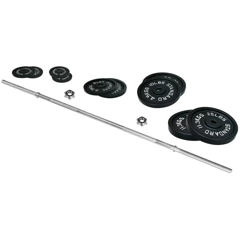 Cast Iron 100-Pound Barbell Set with Star Locks T679