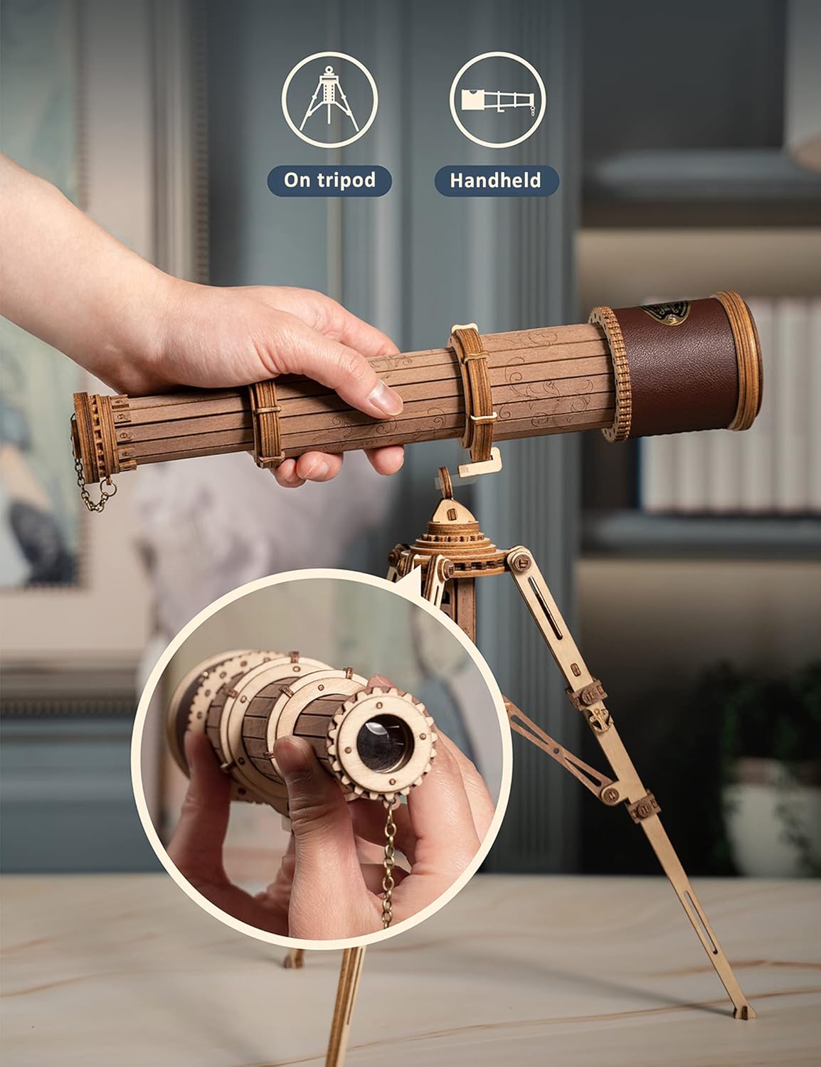 3D Wooden Telescope Building Model Kit with Tripod U9533