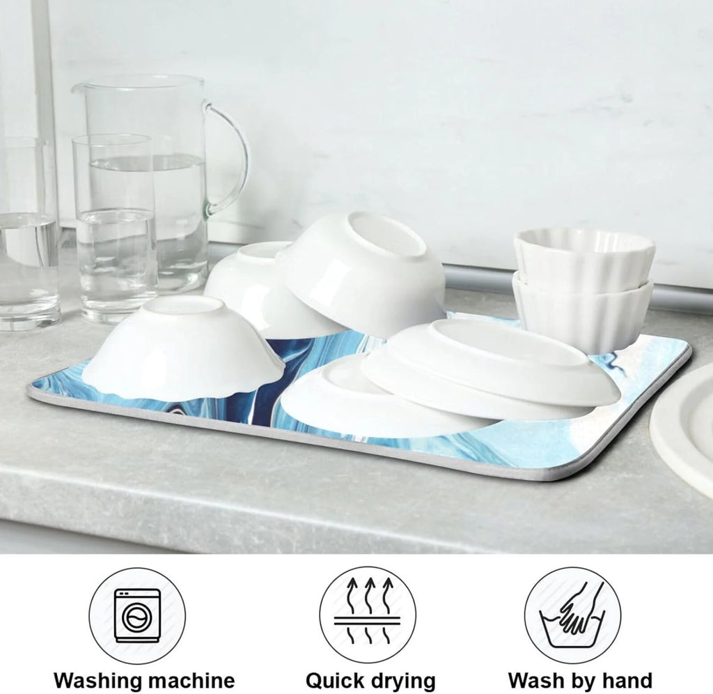 Blue Powder Dish Drying Mat for Kitchen Counter P748201