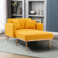 Velvet Pink Tufted Upholstered Accent Chair with Ottoman I59801