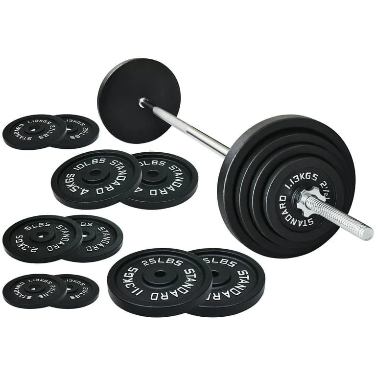 Cast Iron 100-Pound Barbell Set with Star Locks T679