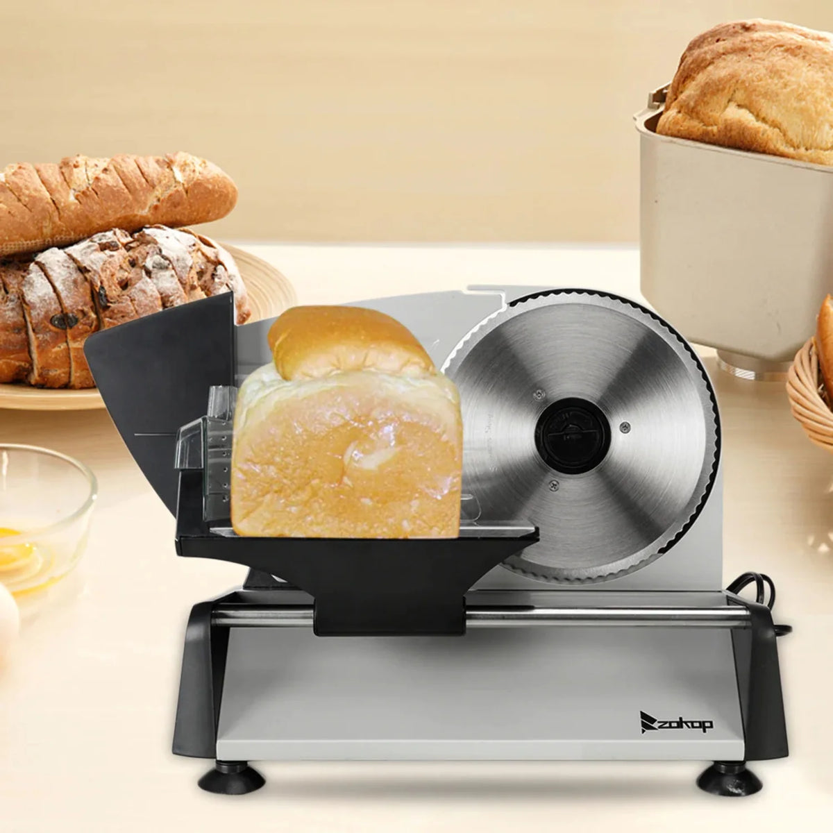 Electric Deli Food Slicer with Removable 7.5'' Serrated & Stainless Steel Blade B844