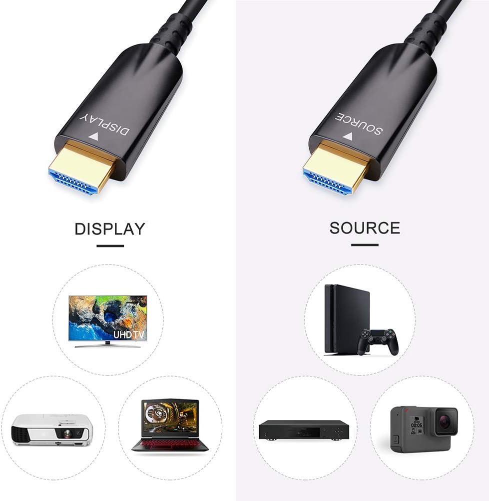 50m Fiber Optic HDMI Cable 4K 30Hz 1080p 60Hz Black P452560