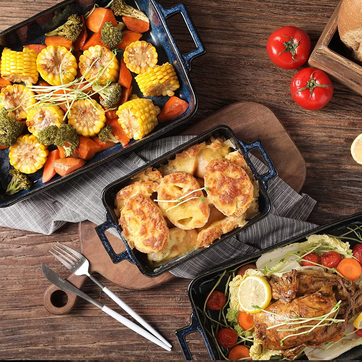 7-Piece Porcelain Blue Bakeware Set L4424