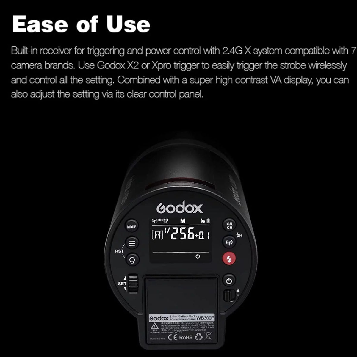 300W TTL Outdoor Flash with Bi-Color Modeling LED E201