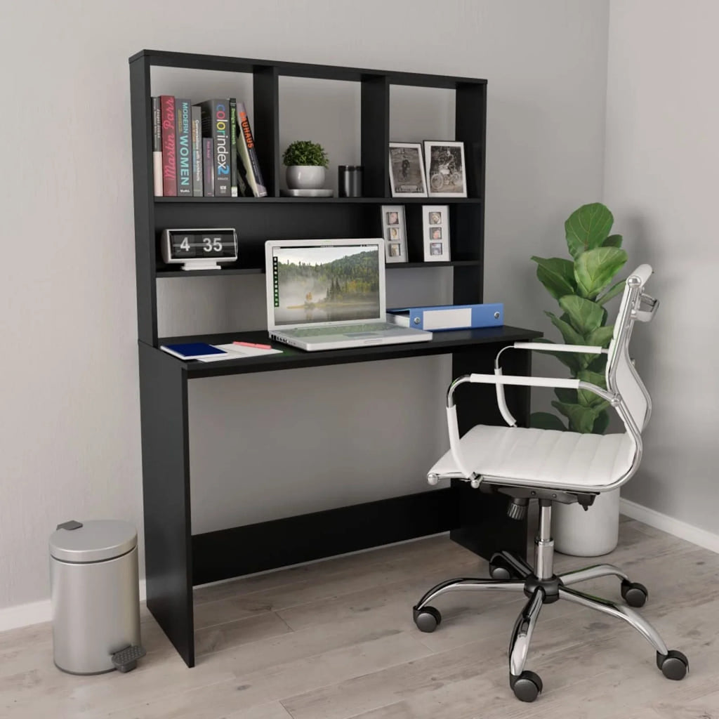 Black Computer Desk with Storage Shelves P15761