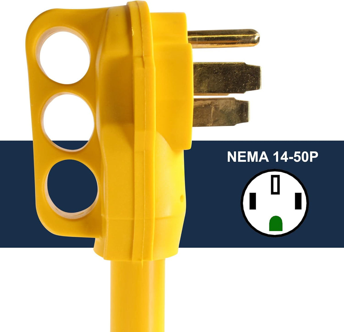 50A RV Power Extension Cord, Safety Yellow, 15 Feet H420975
