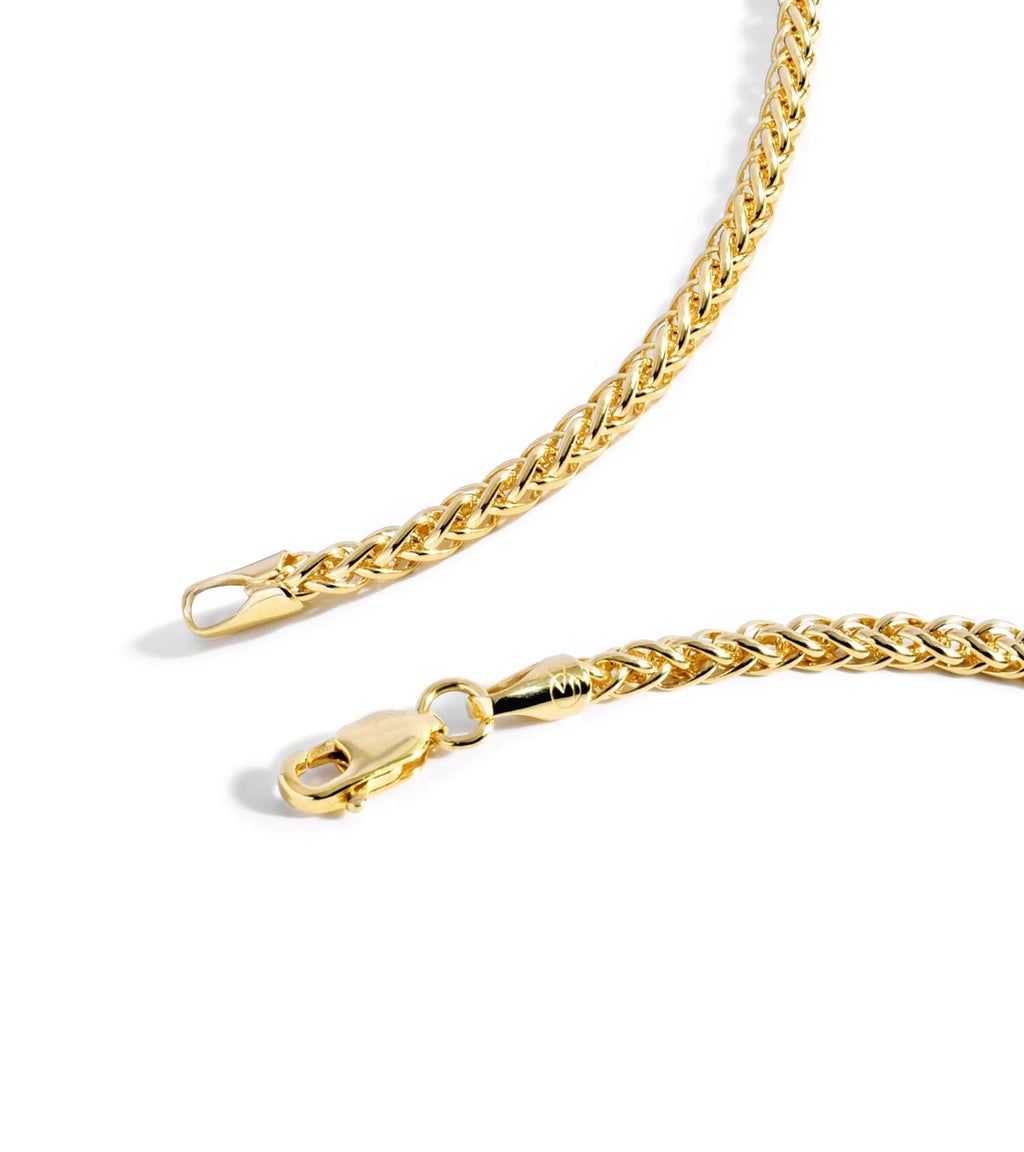 14K Solid Yellow Gold Filled Round Wheat Chain Necklace J77064