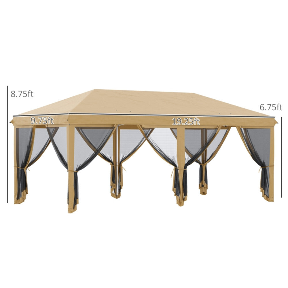 Beige Pop up Canopy Tent with Netting L253