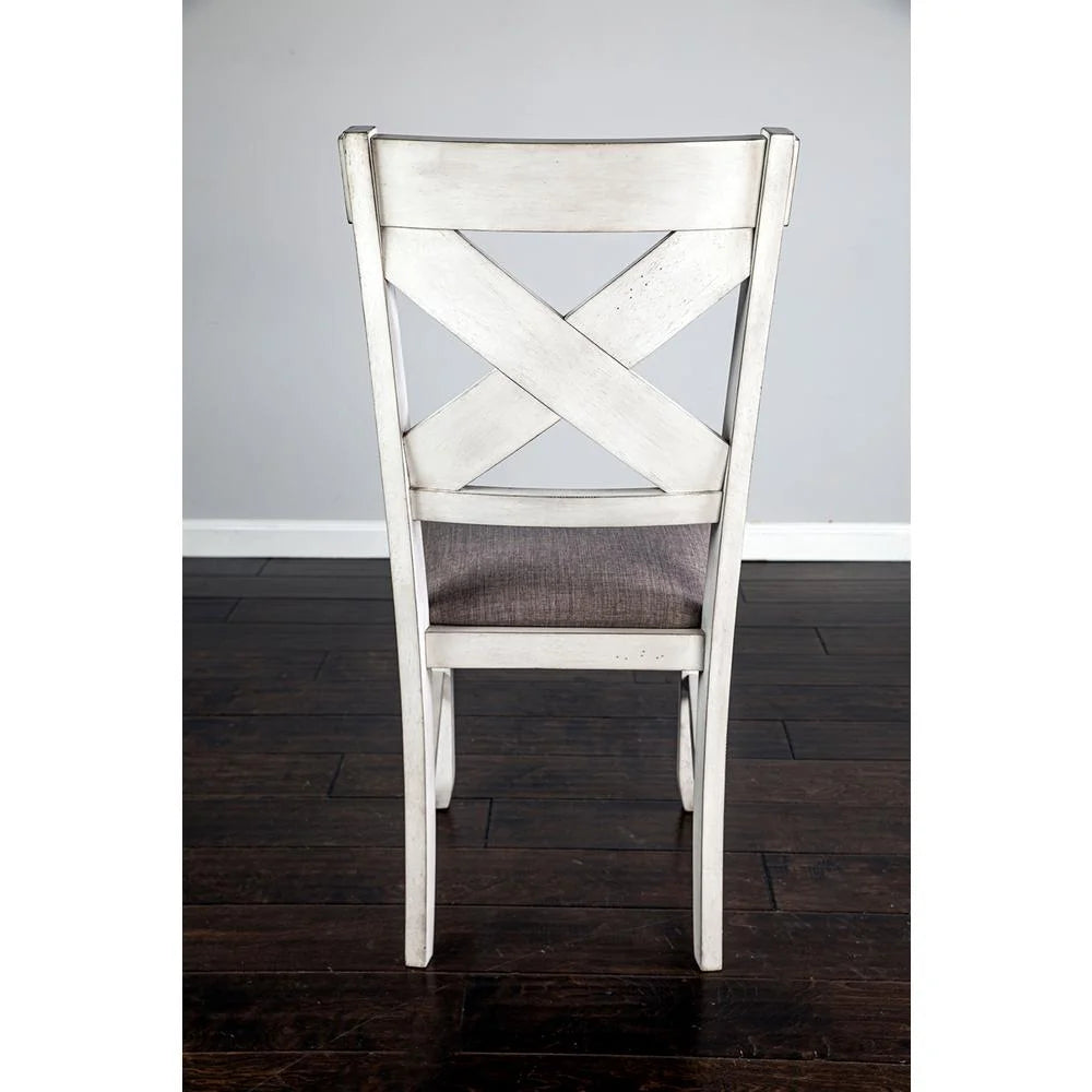 Solid Wood Cross Back Side Chair Antique White Set of 2 W521750