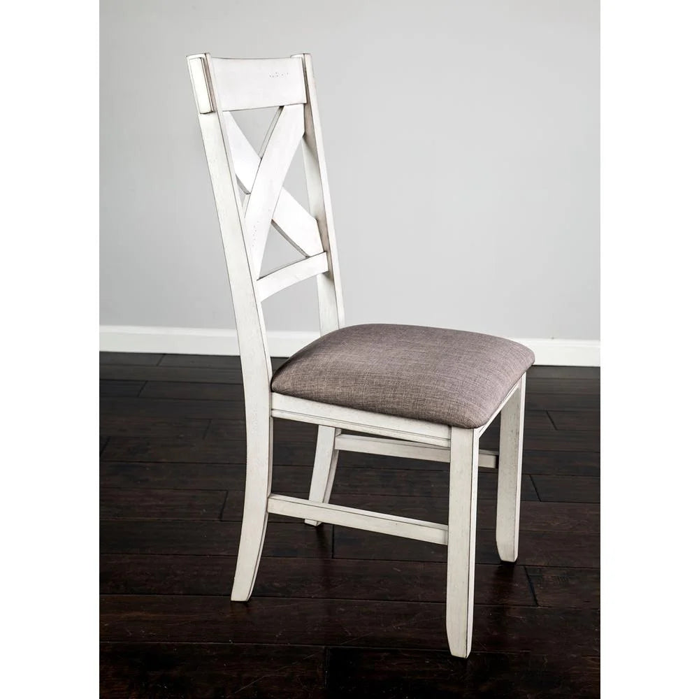 Solid Wood Cross Back Side Chair Antique White Set of 2 W521750