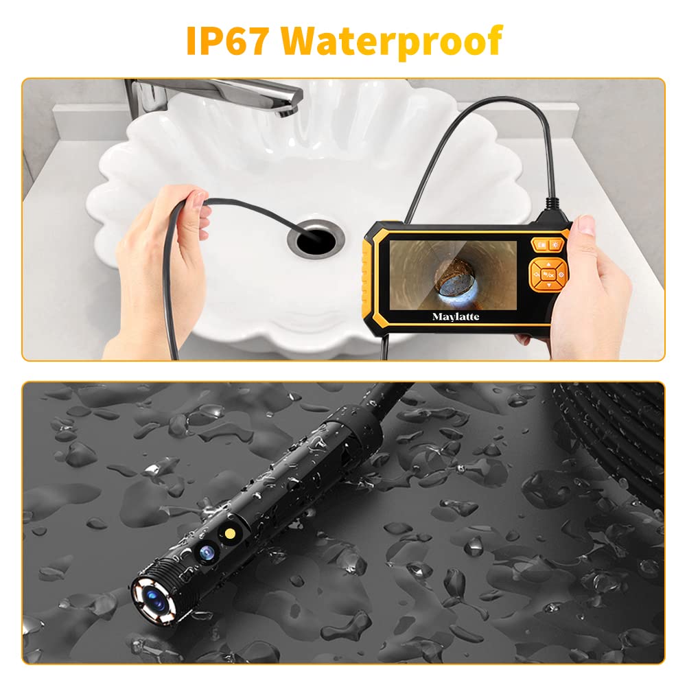 4.3 Inch 1080P HD IP67 Waterproof Inspection Camera with 8 LED Lights and 32GB Card I753538