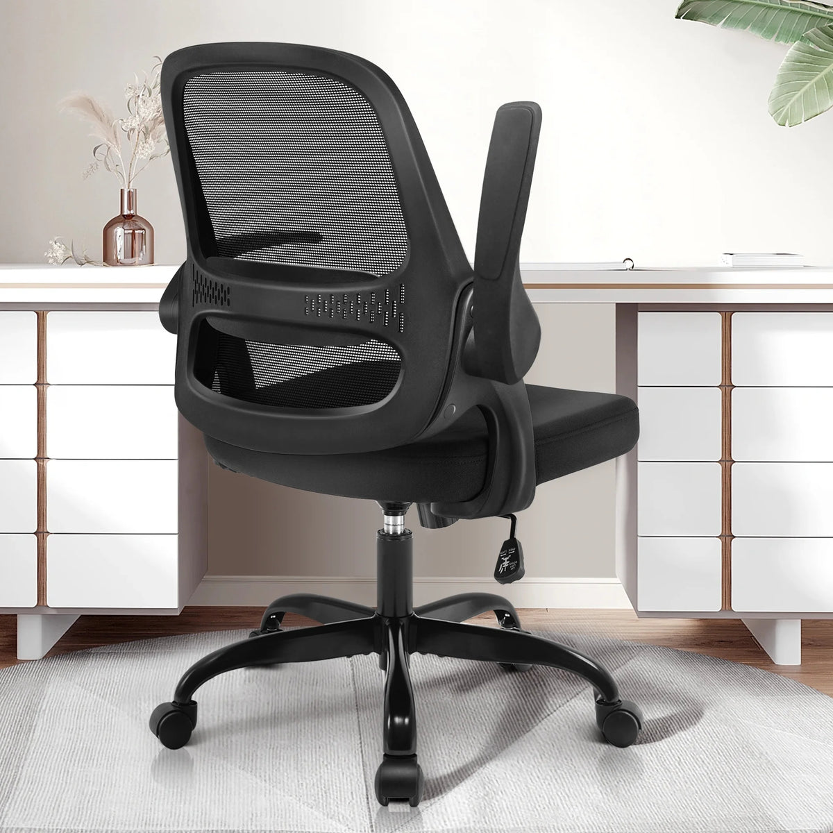 Black Office Chair with Flip-up Armrests V248290