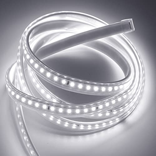 LED Strip Lights High Voltage AC110V-130V 30ft 9000LM 5050 Waterproof IP68 Daylight White 6500K R6578