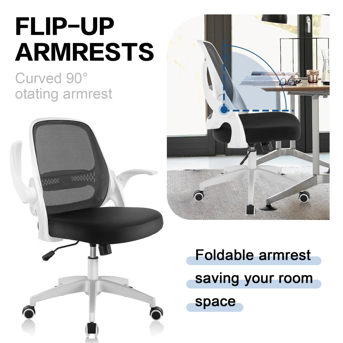 Black Office Chair with Flip-up Armrests V248290