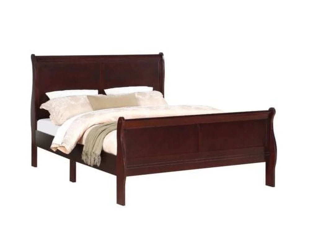 King Size 3pc Bedroom Set Panel Bed and 2 Nightstands Cherry Brown Wooden A292779