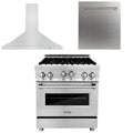 30 in. Gas Range, Range Hood, Dishwasher P69758