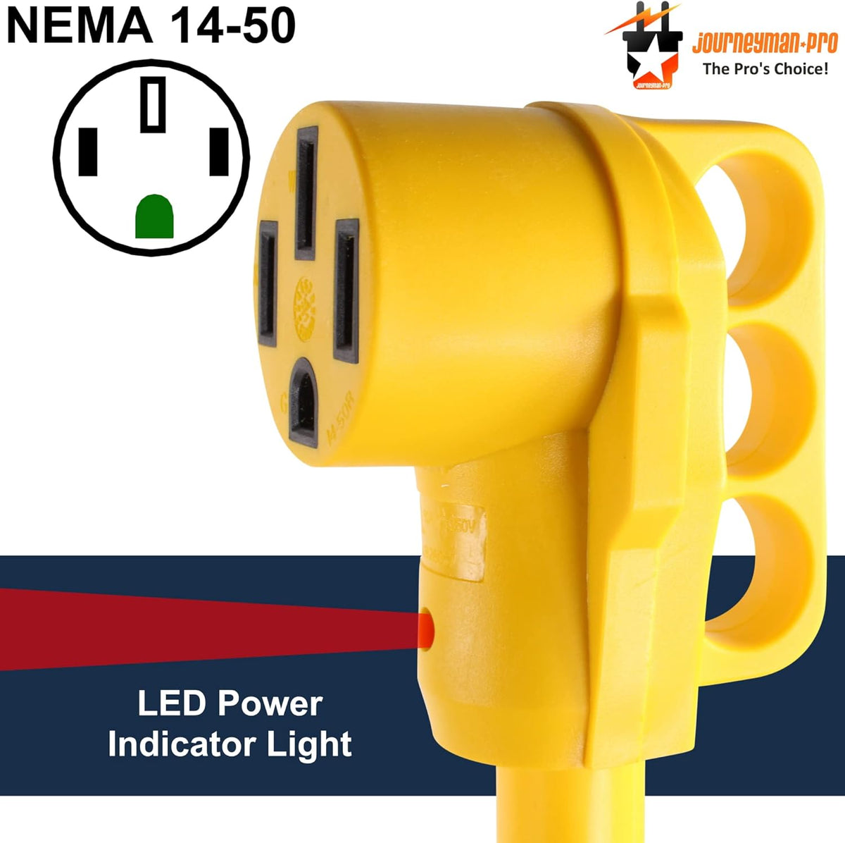 50A RV Power Extension Cord, Safety Yellow, 15 Feet H420975