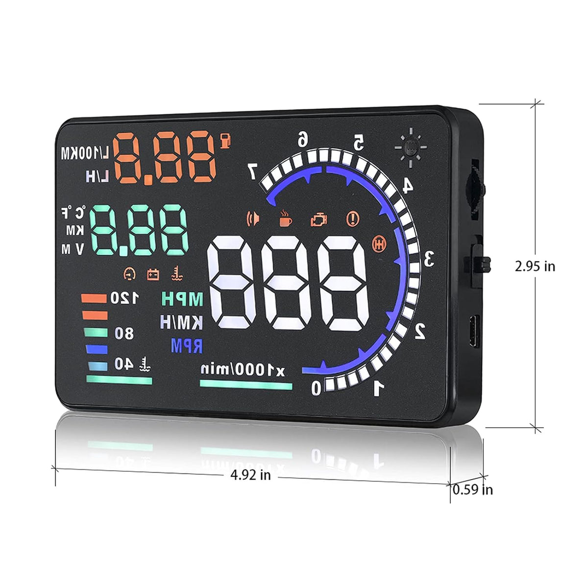 5.5 inches Multi Color Car HUD Windshield Screen Display T967