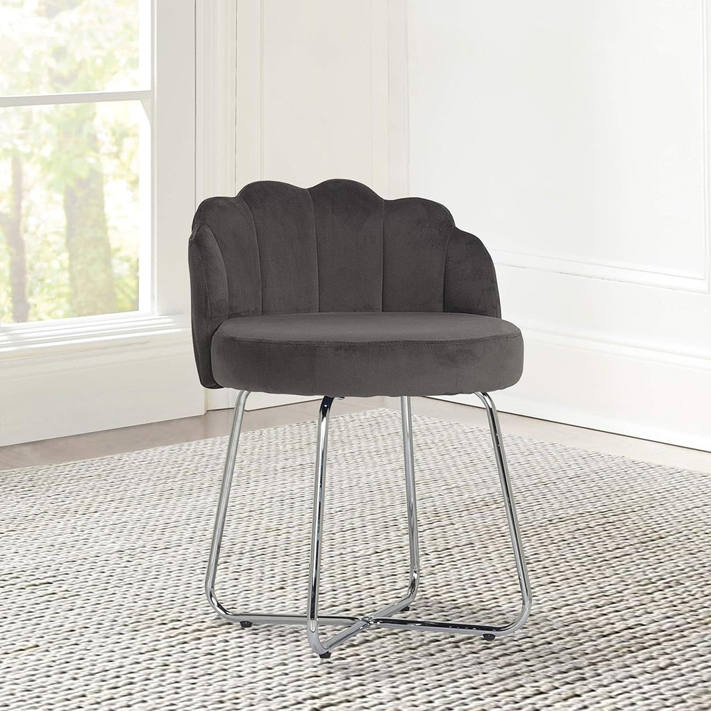 Dark Gray Metal Vanity Stool P197248