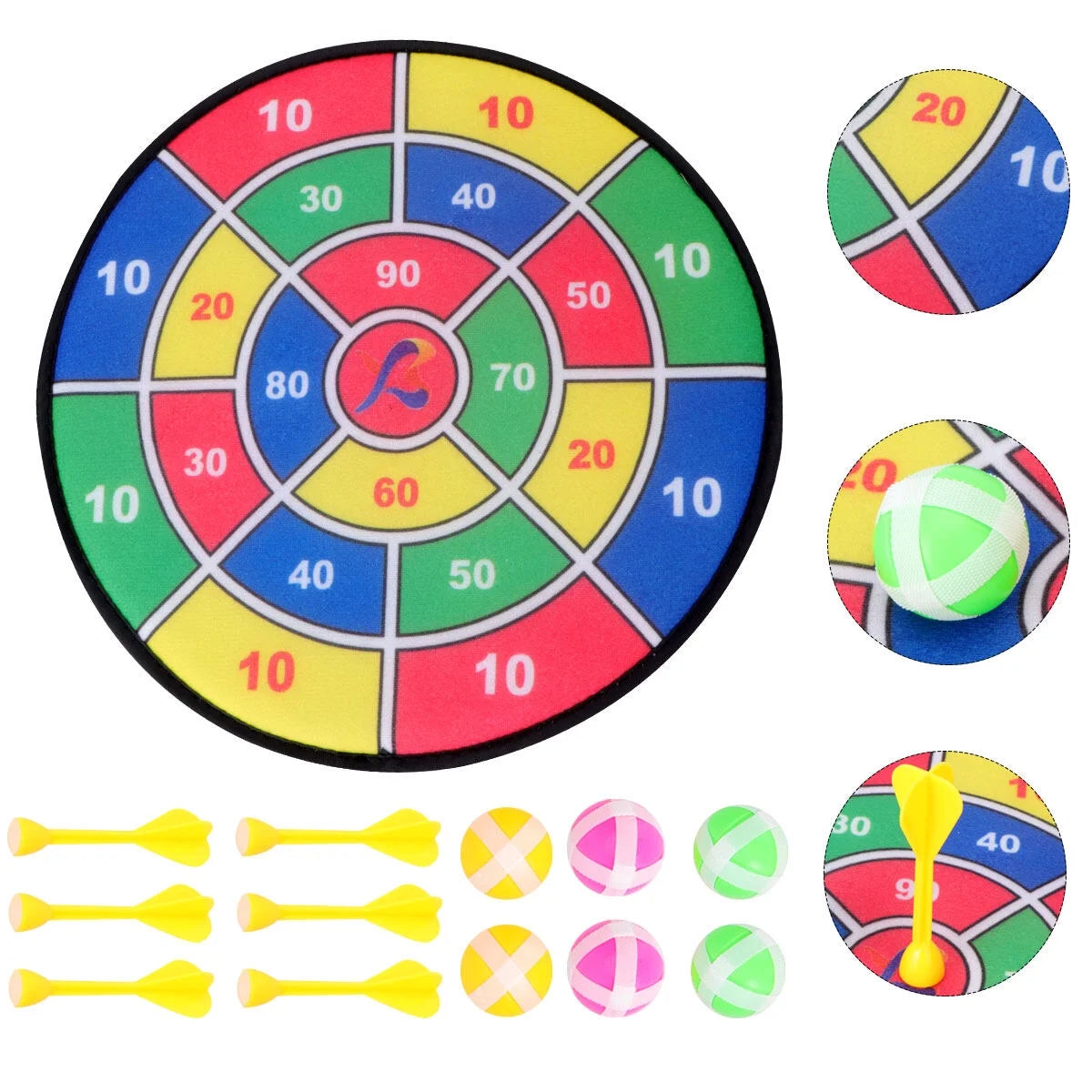 Safety Dart Board Toys Practice Target Sticky Ball Shooting Toy Interactive Prop Party Game Supplies (30cm, 6pcs Sticky Ball and 6pcs Darts) N133