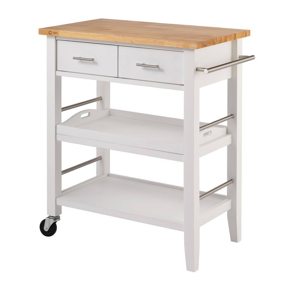 White Wood Kitchen Cart with Drawers E491