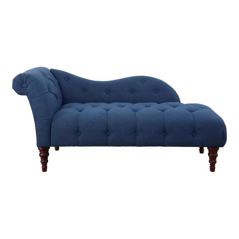 66" Tufted Fabric Chaise Lounge with Wooden Legs B748772