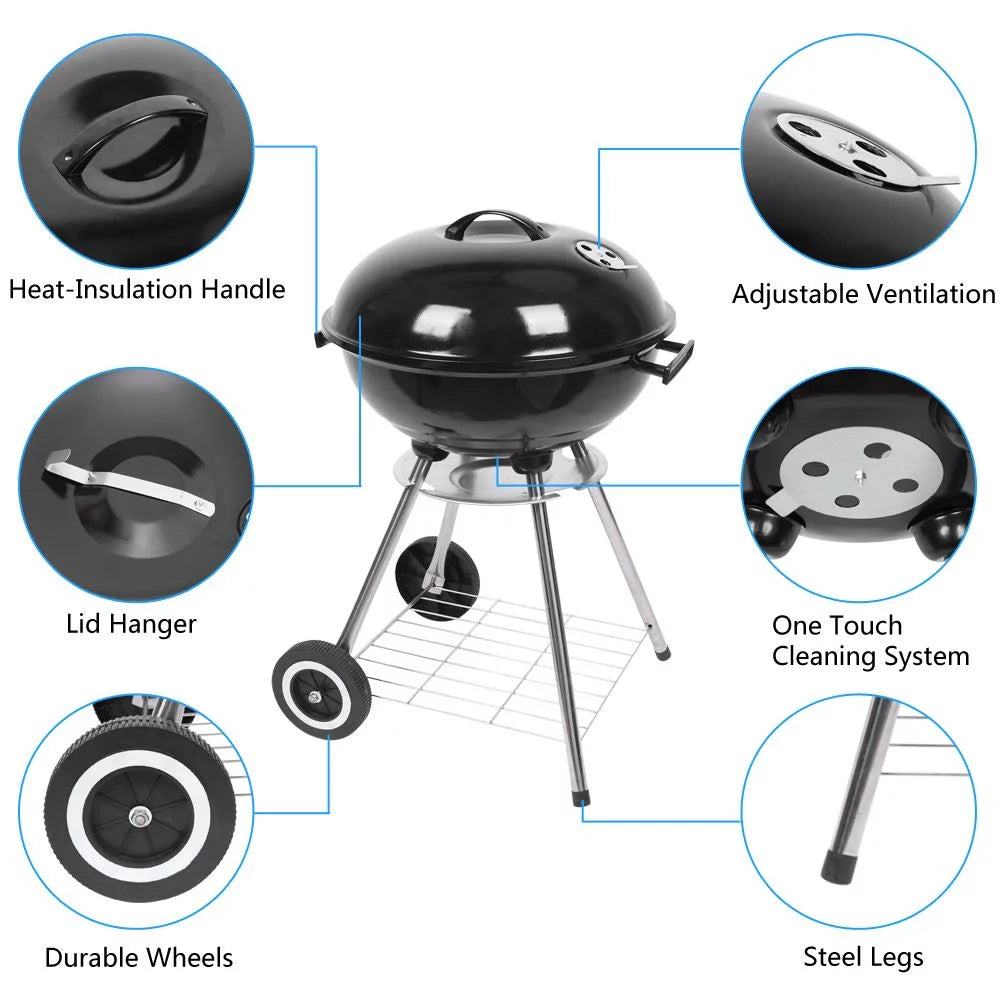 18 Portable Charcoal Grill with Wheels V3981