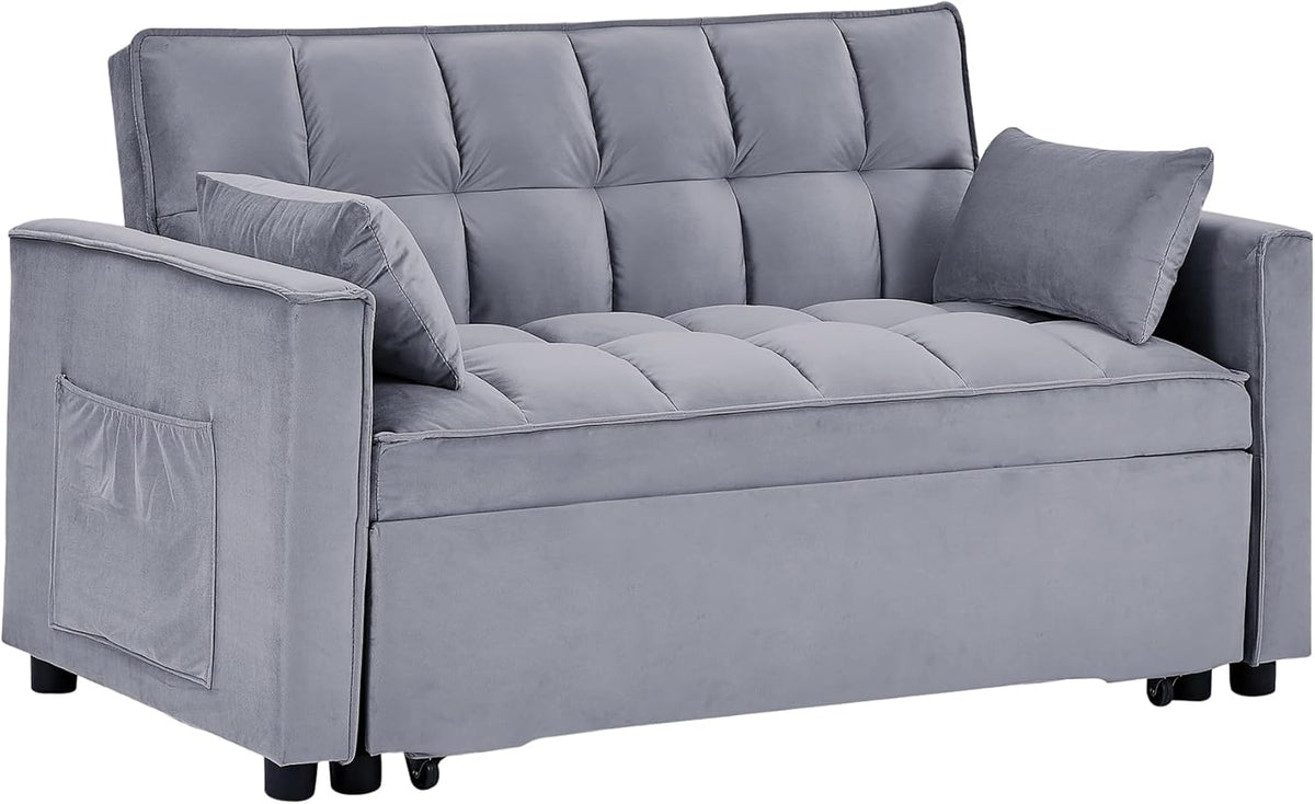 Tufted Velvet Convertible Sleeper Sofa Bed with Pullout Bed Y801