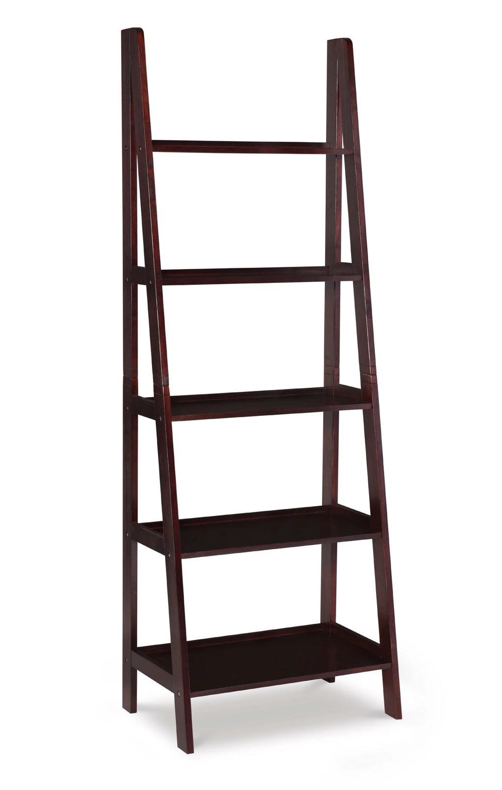 5-Shelf Ladder Bookcase, 72" Height, Espresso Finish N5934