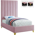 Twin Pink Gold Wood Platform Bed X373