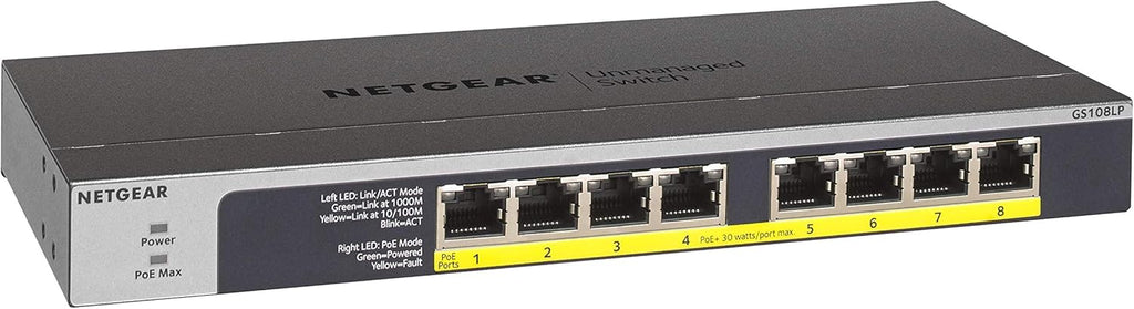 8-Port Gigabit Ethernet Unmanaged PoE Switch with 8 x PoE+ @ 123W A9057