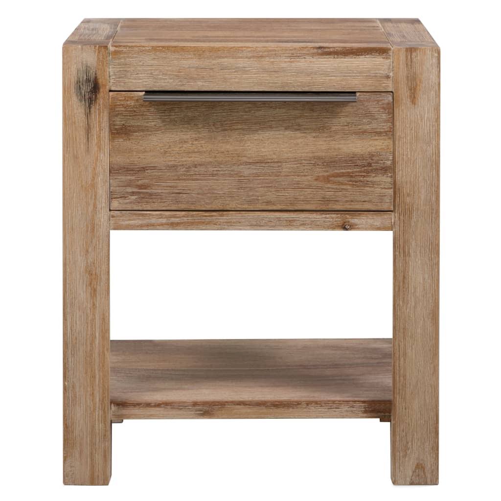 2 Pcs Solid Acacia Wood Nightstands with Drawers J7642