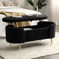 Black Sherpa Fabric Storage Bench J77953