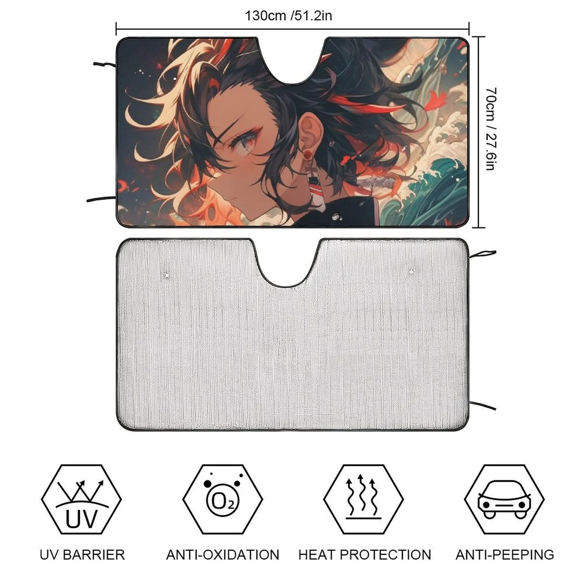 Anime Windshield Sunshade Foldable Reflective Sun Visor Front Window Cover J7423