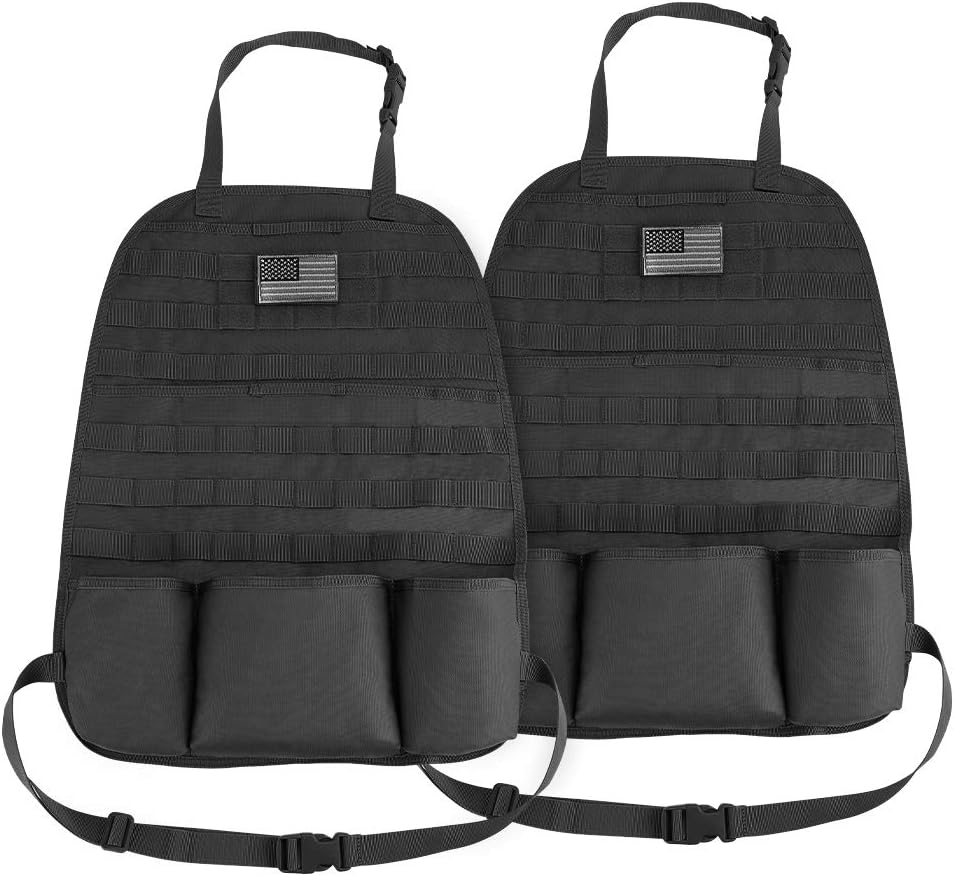 Black Tactical Molle Car Seat Back Organizer with 3 Storage Pouch R1954