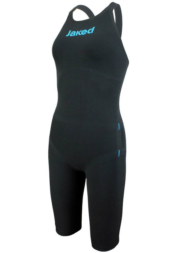 Open Back Black Turquois Knee Suit N293