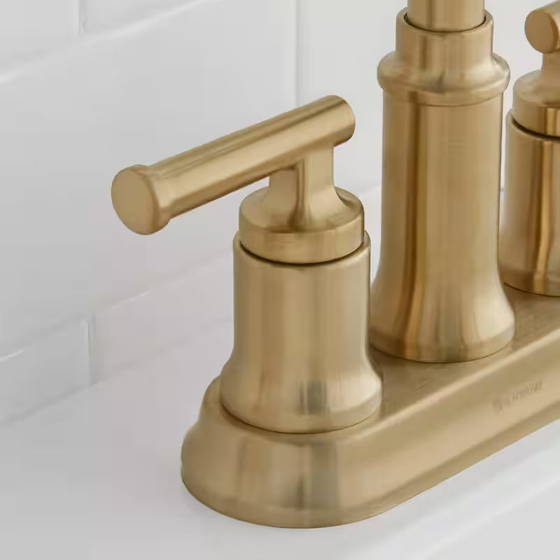 4 in. Centerset Double-Handle High-Arc Bathroom Faucet Matte Gold 2-Pack I2986