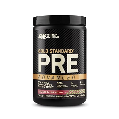 Pre Workout Advanced with Creatine, Beta-Alanine, L-Citrulline and Caffeine, Berry Blast, 20 Servings B723224