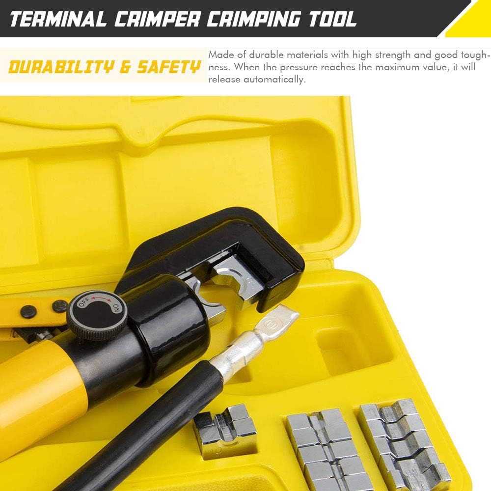 10 Ton Hydraulic Hand Crimper Tool Set with 9 Pairs of Dies V7155