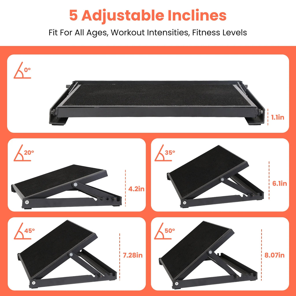 Steel Calf Stretcher Slant Board with 5 Adjustable Inclines Non-Slip Surface N6794