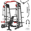 2200lbs Squat Rack with LAT-Pull Down System & Cable Crossover Machine with Adjustable Weight Bench M256586