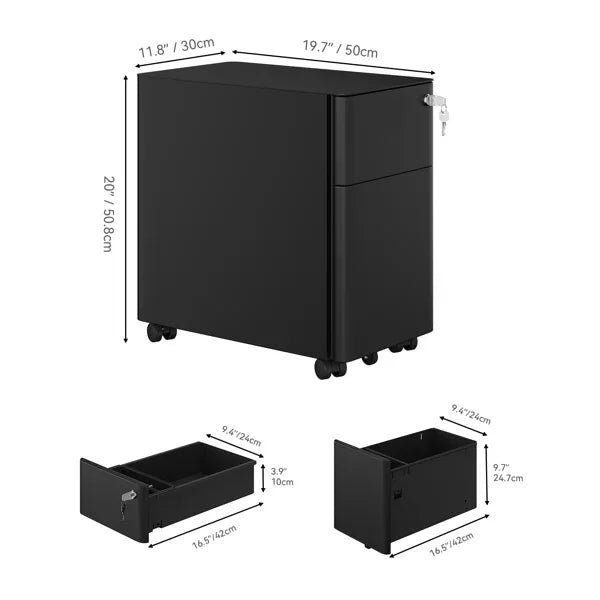 White 2 Drawer Mobile Steel File Cabinet T486